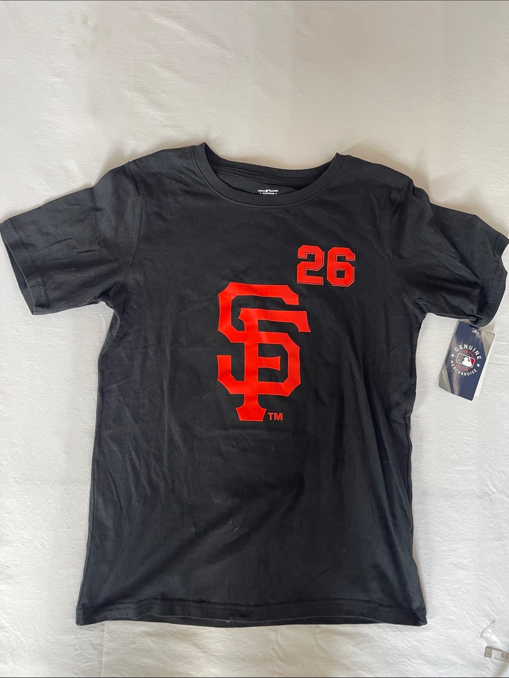 Majestic Kids' Black Short Sleeve Tee with Red SF Logo and 26‎